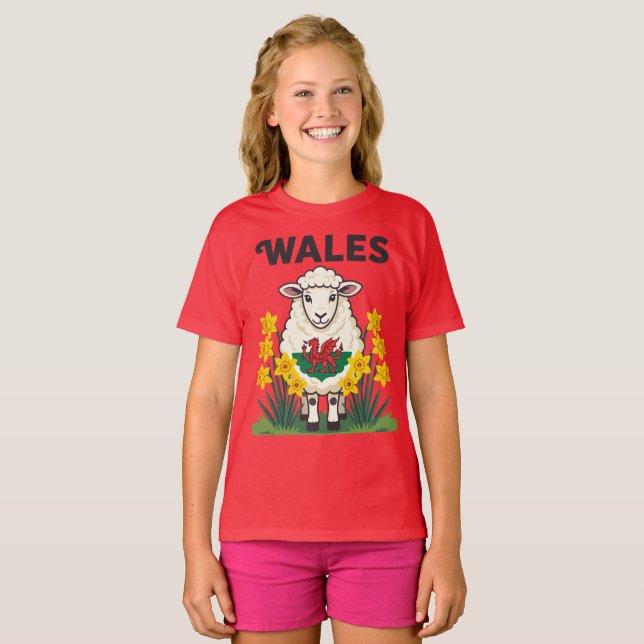 Sheep Support Wales St Davids Day Design T-Shirt (Front Full)