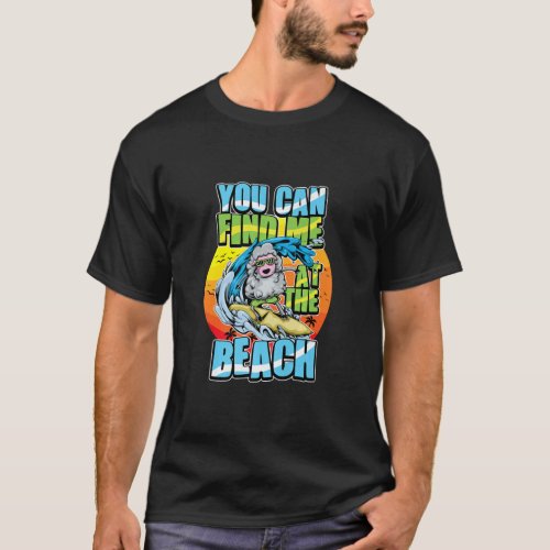 Sheep Surfer Animal On Surfboard Summer Waves Surf T_Shirt