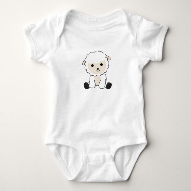 Sheep Sweet Sheep Wool Funny Animals Baby Lamb Bodysuit (Front)