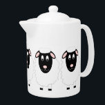 Sheep Teapot<br><div class="desc">Sheep Teapot. This fun sheep design makes a perfect gift for any sheep lover. Customizable with any text of your choice. Design © www.justbyjulie.com</div>
