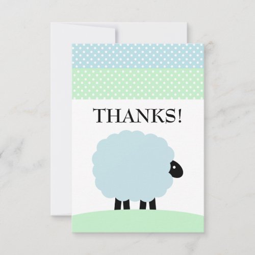 Sheep Thank you note cards blue green customize