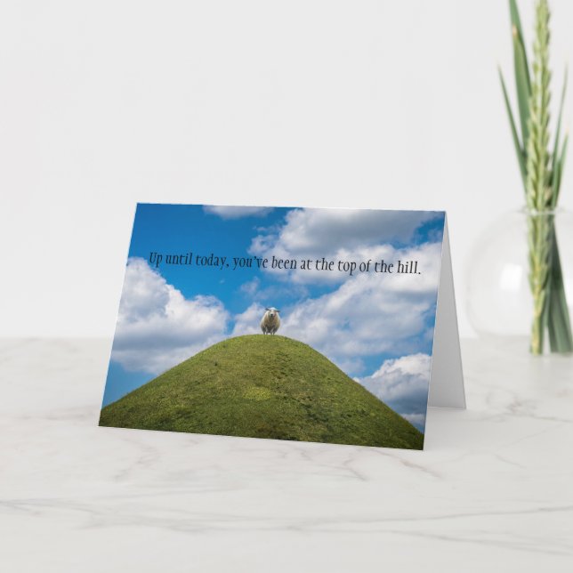 Sheep Top of the Hill/Over the Hill Birthday Card (Front)