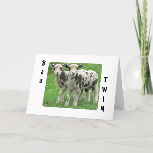 SHEEP TWINS SAY BAA TWIN ON BIRTHDAY CARD