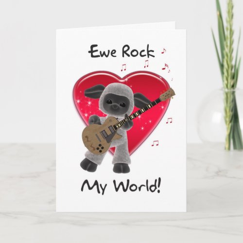 Sheep Valentines Day Card _ Ewe Rock My World