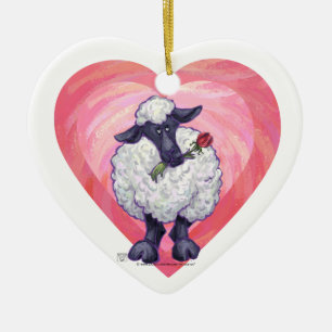Sheep Valentine's Day Ceramic Ornament