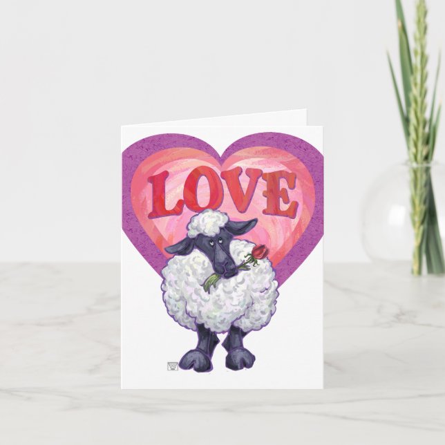 Sheep Valentine's Day Holiday Card (Front)