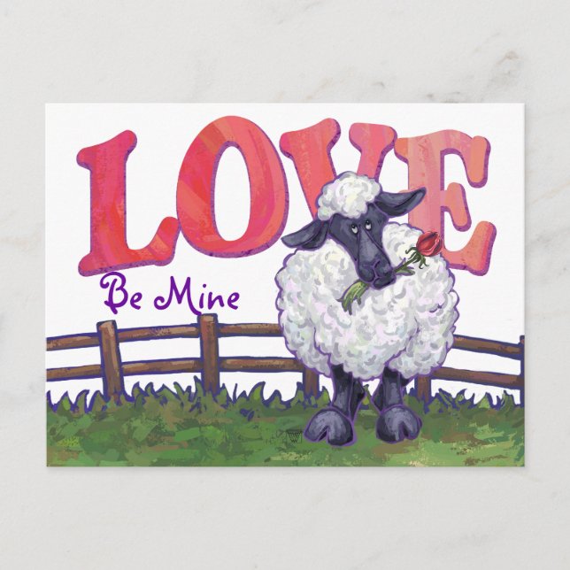 Sheep Valentine's Day Holiday Postcard (Front)