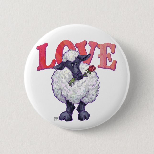 Sheep Valentine's Day Pinback Button (Front)