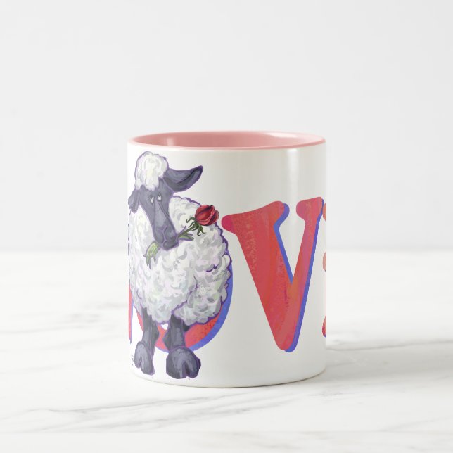 Sheep Valentine's Day Two-Tone Coffee Mug (Center)