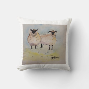 sheep watercolor throw pillow