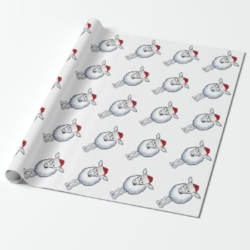 Sheep Wearing A Santa Hat. Wrapping Paper by graphicdoodles at Zazzle