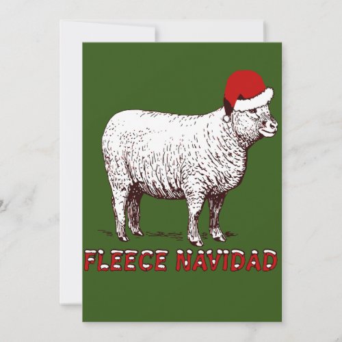 Sheep Wearing Santa Hat And Pun Fleece Navidad Invitation