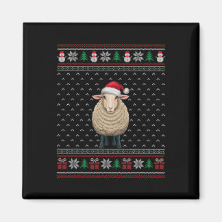Sheep Wearing Santa Hat Ugly Xmas Sheep Lovers Magnet