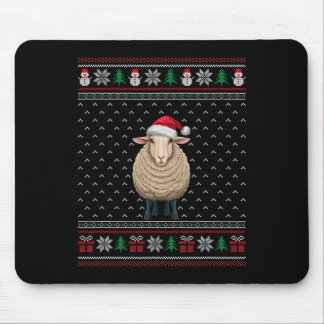 Sheep Wearing Santa Hat Ugly Xmas Sheep Lovers Mouse Pad