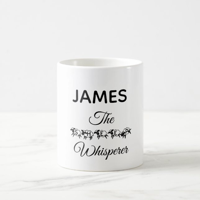 Sheep Whisperer Funny Cute Typography Add Name Coffee Mug (Center)