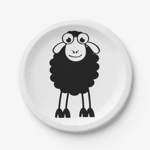 Sheep white or black Dream or sleep Paper Plates