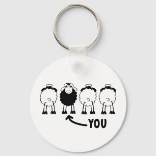 Sheep, white or black, of the family keychain