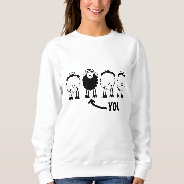 Sheep, white or black, of the family  sweatshirt (Front)
