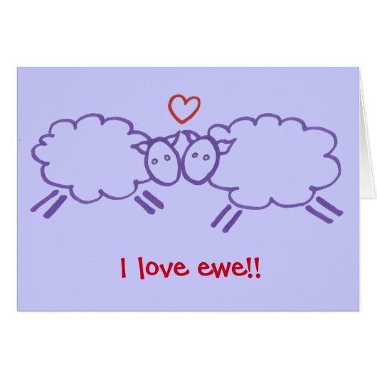 Sheep with Heart I love ewe! Cards (Front Horizontal)