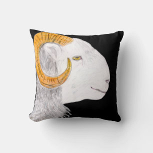 Sheep with horns throw pillow