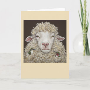 Sheep with hummingbirds card