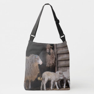 Sheep with Lambs Animal Photograph Crossbody Bag