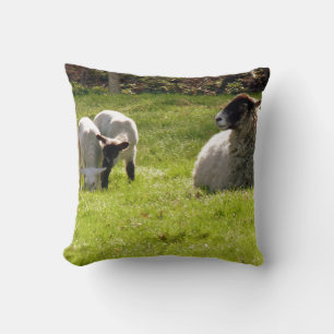 Sheep With Lambs Throw Pillow