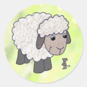 sheep with mouse classic round sticker