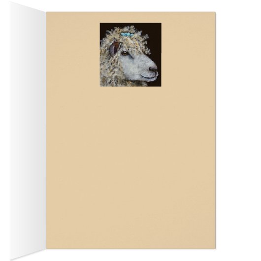 sheep with nest card on plaid (Inside (Right))