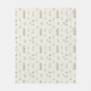 Sheep Wooden Plot country farming Fleece Blanket