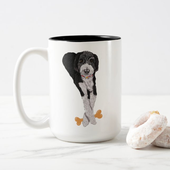 Sheepadoodle and Bone Coffee Mug (With Donut)