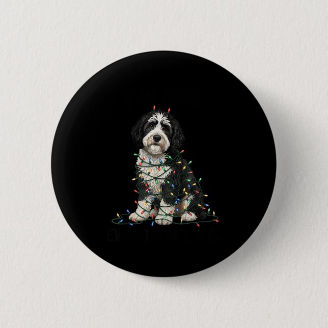 Sheepadoodle Christmas I'm Fine Everything Is Fine Button (Front)