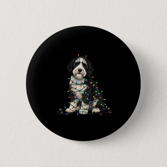Sheepadoodle Christmas I'm Fine Everything Is Fine Button (Front)