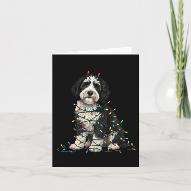 Sheepadoodle Christmas I'm Fine Everything Is Fine Card (Front)