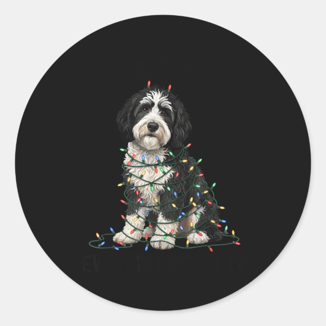 Sheepadoodle Christmas I'm Fine Everything Is Fine Classic Round Sticker (Front)