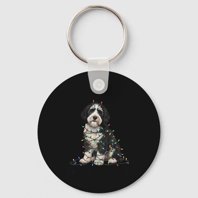 Sheepadoodle Christmas I'm Fine Everything Is Fine Keychain (Front)