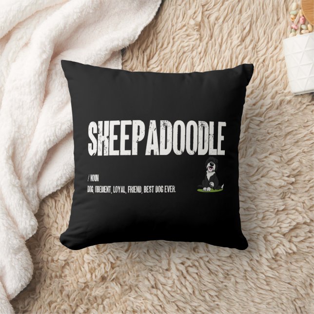 Sheepadoodle Dog Definition, Doodle Dog Noun Gifts Throw Pillow (Blanket)