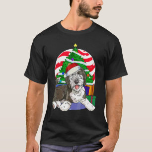 Sheepadoodle Dog Santa Christmas Tree Decor T-Shirt