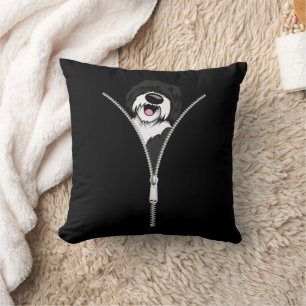 Sheepadoodle Dog Zipper Funny Puppy Dog Owner Throw Pillow