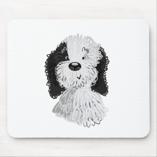 Sheepadoodle hand drawn illustration mouse pad