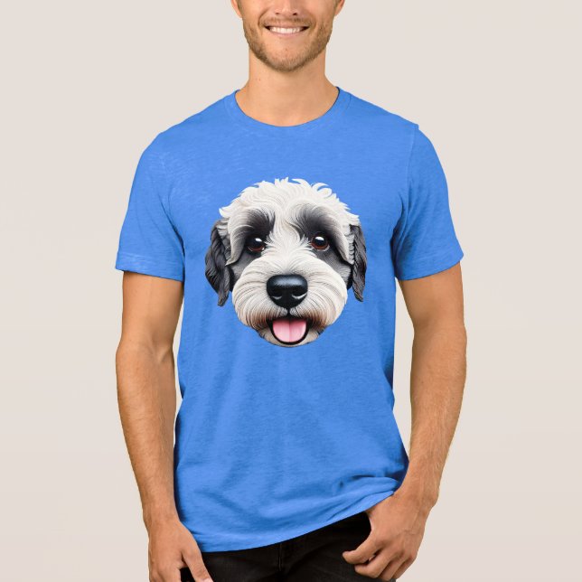 Sheepadoodle happy face BW-2 Tri-Blend Shirt (Front)