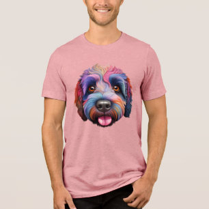 Sheepadoodle happy rainbow smile Tri-Blend shirt