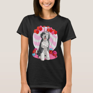 Sheepadoodle Heart Valentine Day Dog T-Shirt