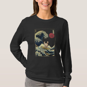 Sheepadoodle Japanese Kanagawa Wave  Surf Dog T-Shirt