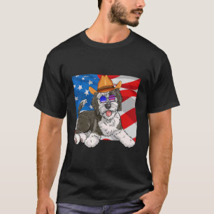 Sheepadoodle Patriotic 4th Of July American Dog T-Shirt