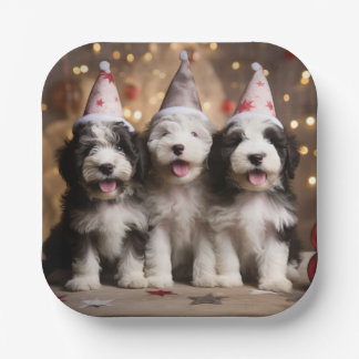 Sheepadoodle Puppy Celebration Plates