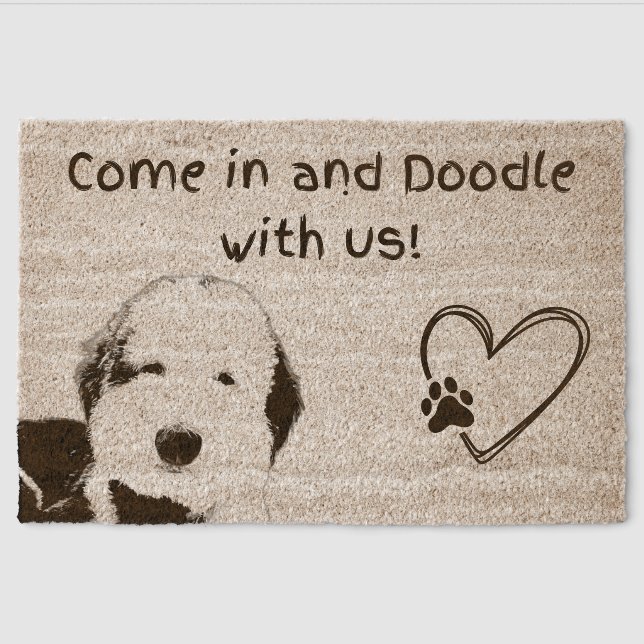 Sheepadoodle, Sheepadoodle Gift, Coir Mat  (Front)