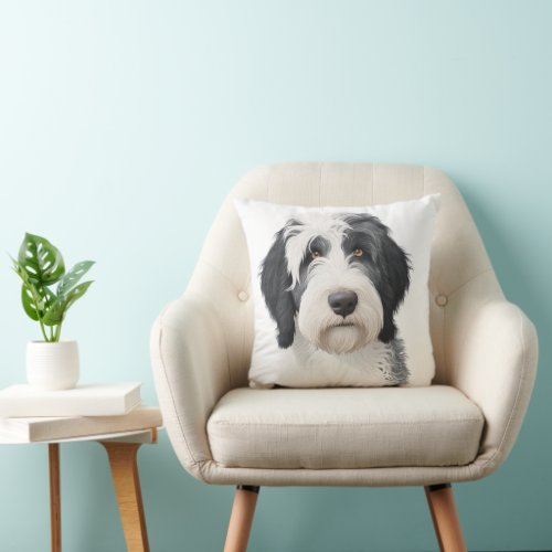 Sheepadoodle Throw Pillow 