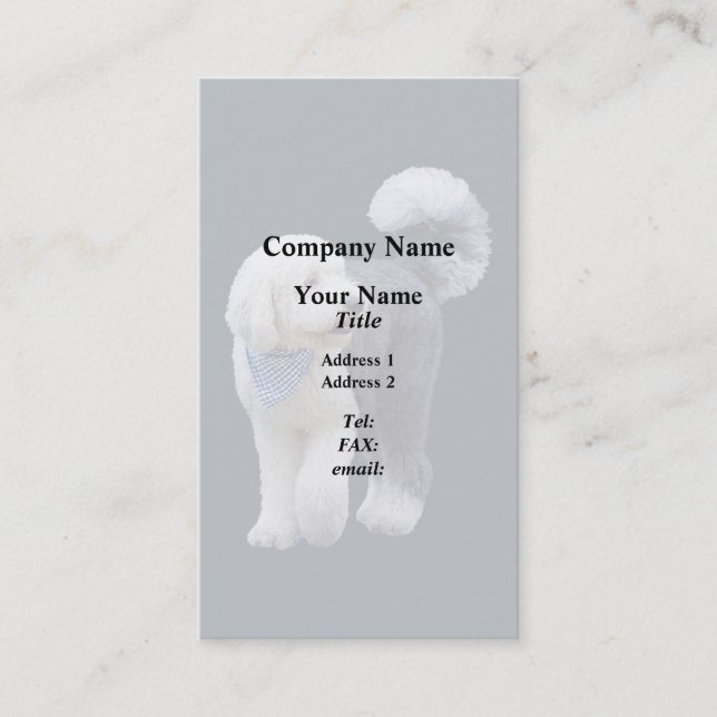 Sheepadoodle With Blue Checkered Scarf Business Card (Front)