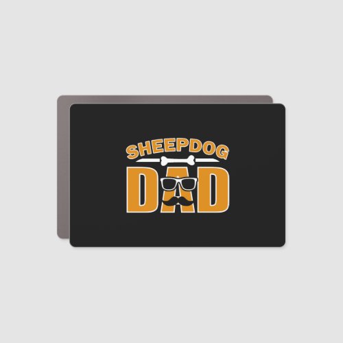 sheepdog dad with glasses and mustache for dad dog car magnet